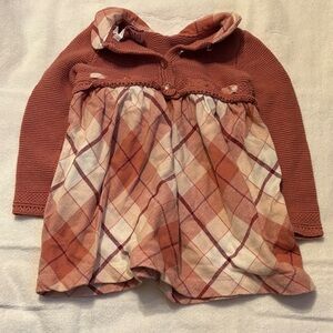 Shabby Chic Kids Sweater in Rust and Cream Plaid